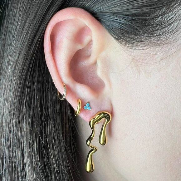 New! “Farrah” Asymmetrical Abstract Drop Earrings - Picture 4 of 4